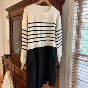 Striped Black and White Mini Dress